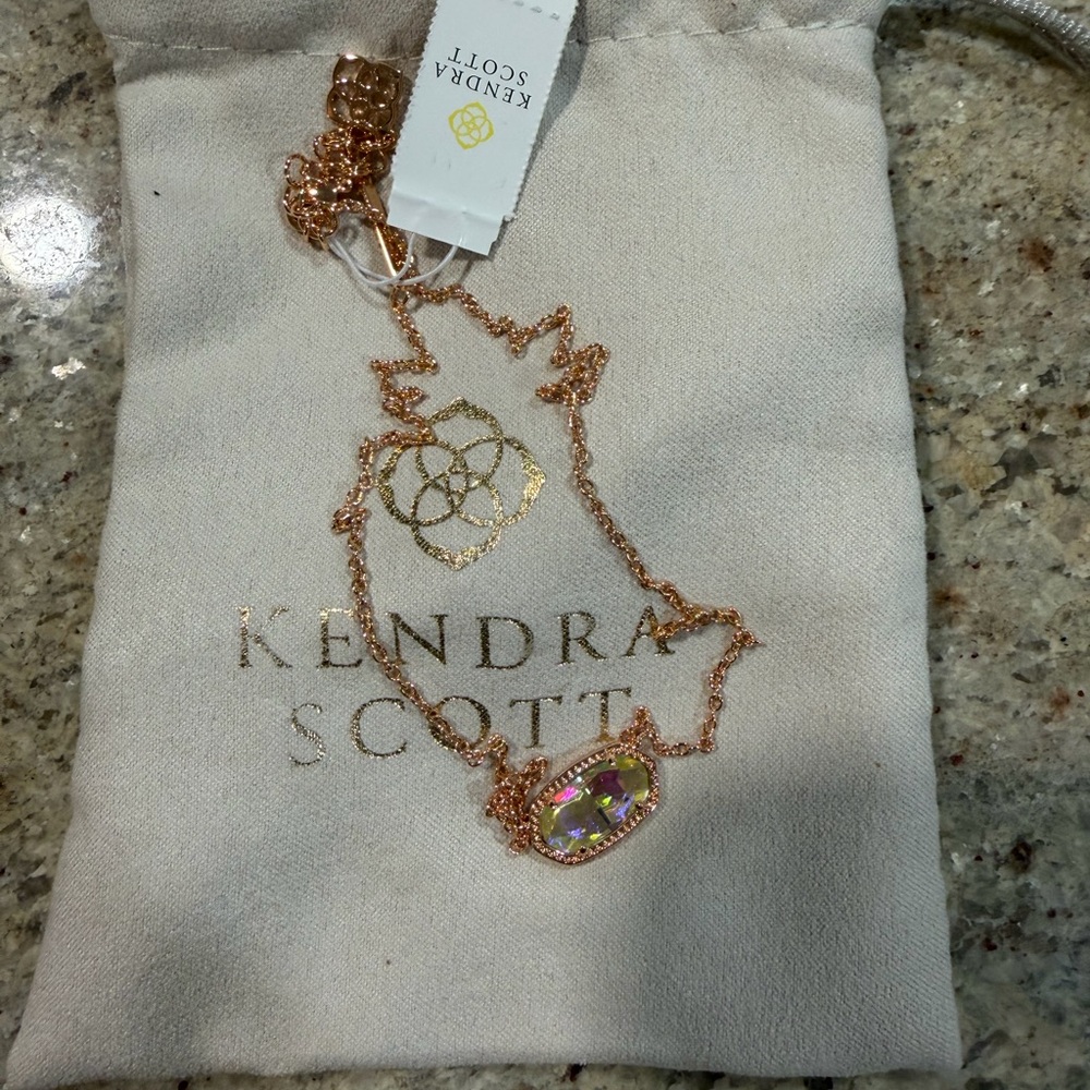 Kendra Scott Rose Gold Necklace with Iridescent Stone